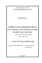 Nghiên cứu đặc điểm kháng khuẩn của vi khuẩn lactic phân lập từ một số thực vật ở việt nam​