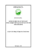 đánh giá hiệu quả sử dụng đất nông nghiệp trên địa bàn huyện yên mô tỉnh ninh bình​