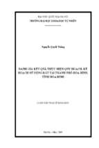 đánh giá kết quả thực hiện quy hoạch, kế hoạch sử dụng đất tại thành phố hòa bình, tỉnh hòa bình​