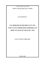 Xác định một số đột biến ở các gen npm1 và flt3 ở bệnh nhân leukemia cấp dòng tủy bằng kỹ thuật rt pcr​