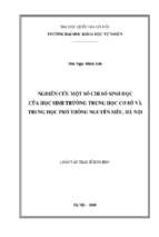 Nghiên cứu một số chỉ số sinh học của học sinh trường trung học cơ sở và trung học phổ thông nguyễn siêu, hà nội​