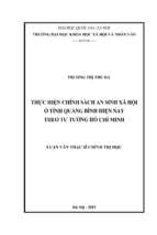 Thực hiện chính sách an sinh xã hội ở tỉnh quảng bình hiện nay theo tư tưởng hồ chí minh​