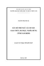 Bản đồ thổ ngữ các huyện giao thủy, hải hậu, nghĩa hưng (tỉnh nam định)​