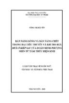 Bản năng sống và bản năng chết trong hai tiểu thuyết và khi tro bụi; mưa ở kiếp sau của đoàn minh phượng nhìn từ tâm thức hiện sinh​