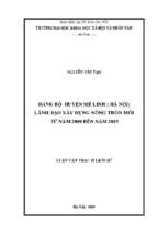 đảng bộ huyện mê linh (hà nội) lãnh đạo xây dựng nông thôn mới từ năm 2008 đến năm 2015​