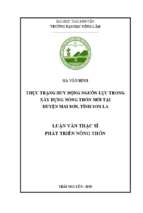 Thực trạng huy động nguồn lực trong xây dựng nông thôn mới tại huyện mai sơn, tỉnh sơn la