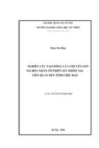 Nghiên cứu tạo dòng lúa chuyển gen mã hóa nhân tố phiên mã nhóm nac liên quan đến tính chịu hạn​