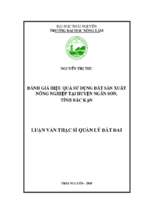 đánh giá hiệu quả sử dụng đất sản xuất nông nghiệp tại huyện ngân sơn, tỉnh bắc kạn​