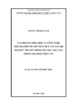 Vai trò của khoa học và công nghệ hiện đại đối với việc phát huy các giá trị đạo đức truyền thống dân tộc việt nam trong giai đoạn hiện nay​