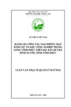 đánh giá công tác giải phóng mặt bằng dự án khu công nghiệp thăng long vĩnh phúc trên địa bàn huyện bình xuyên, tỉnh vĩnh phúc​