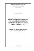 Bảo tồn và phát huy giá trị của loại hình nghệ thuật múa rối nước truyền thống ở thái bình hiện nay​