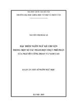 đặc điểm ngôn ngữ kể chuyện trong một số tác phẩm hiện thực phê phán của nguyễn công hoan và nam cao​