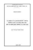 Tác động của cạnh tranh mỹ   trung ở đông nam á giai đoạn 2001 2016 đến an ninh, quốc phòng của việt nam​