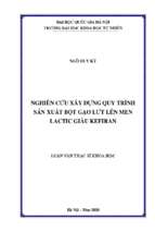 Nghiên cứu xây dựng quy trình sản xuất bột gạo lứt lên men lactic giàu kefiran​
