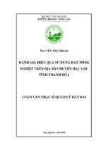 đánh giá hiệu quả sử dụng đất nông nghiệp trên địa bàn huyện hậu lộc tỉnh thanh hóa​