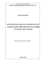 đảng bộ huyện nam sách (tỉnh hải dương) lãnh đạo phát triển kinh tế nông nghiệp từ năm 1997 đến năm 2010​