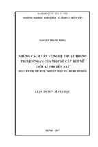 Những cách tân về nghệ thuật trong truyện ngắn của một số cây bút nữ thời kì 1986 đến nay​