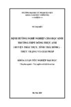 định hướng nghề nghiệp cho học sinh trường thpt đông thụy anh (huyện thái thụy, tỉnh thái bình)   thực trạng và giải pháp​