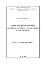 Hợp tác đào tạo nguồn nhân lực chất lượng cao giữa việt nam và nhật bản từ năm 1995 đến 2017​