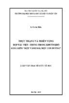 Thực trạng và triển vọng hợp tác việt   trung trong khuôn khổ sáng kiến một vành đai, một con đường​