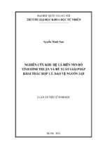 Nghiên cứu khu hệ cá biển ven bờ tỉnh bình thuận và đề xuất giải pháp khai thác hợp lý, bảo vệ nguồn lợi​