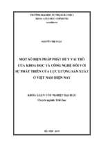 Một số biện pháp phát huy vai trò của khoa học và công nghệ đối với sự phát triển của lực lượng sản xuất ở việt nam hiện nay​