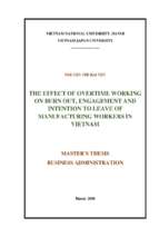 The effect of overtime working on burn out, engagement and intention to leave of manufacturing workers in vietnam