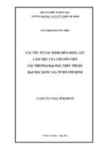 Các yếu tố tác động đến động lực làm việc của chuyên viên các trường đại học trực thuộc đại học quốc gia thành phố hồ chí minh