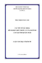 Các yếu tố tác động đến hành vi hút thuốc lá của người đi làm tại tỉnh quảng ngãi