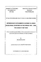 Determinants of domestic savings in asean developing countries in the period 1986 2000, the case of vn