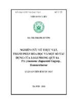 Luận án tiến sĩ nghiên cứu về thực vật, thành phần hóa học và một số tác dụng của loài phong quỳ sa pa (anemone chapaensis gagnep., ranunculaceae)’