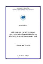 Giải pháp hạn chế rủi ro trong hoạt động bảo lãnh thanh toán tại các ngân hàng thương mại việt nam