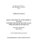 Luận án tiến sĩ quản lý hoạt động bồi dưỡng nghiệp vụ sư phạm cho giảng viên của đại học quốc gia lào trong bối cảnh đổi mới giáo dục