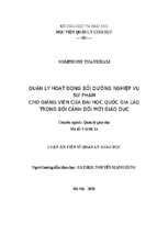 Quản lý hoạt động bồi dưỡng nghiệp vụ sư phạm cho giảng viên của đại học quốc gia lào trong bối cảnh đổi mới giáo dục