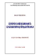 Giải pháp nâng cao hiệu quả kinh doanh của các ngân hàng thương mại trên địa bàn tỉnh long an