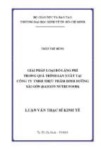 Giải pháp loại bỏ lãng phí trong quá trình sản xuất tại công ty tnhh thực phẩm dinh dưỡng sài gòn (saigon nutri food)