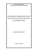 Giải pháp hoàn thiện phương thức lập dự toán ngân sách nhà nước tại tỉnh hậu giang