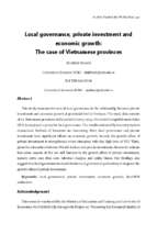 Local governance, private investment and economic growth the case of vietnamese provinces