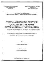 Vietnam banking sevice quality in trend of international integration