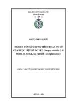 Nghiên cứu xây dựng tiêu chuẩn cơ sở của dược liệu bù ốc leo (dregea volubilis (l.f.) benth. ex hook.f., họ thiên lý asclepiadaceae)