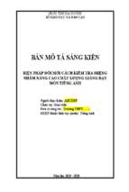 Skkn biện pháp đổi mới cách kiểm tra miệng nhằm nâng cao chất lượng giảng dạy môn tiếng anh