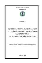 đặc điểm lâm sàng, cận lâm sàng và kết quả điều trị chửa ngoài tử cung bằng phẫu thuật tại bệnh viện phụ sản trung ương