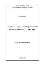 Lý thuyết lượng tử về hiệu ứng hall trong hố lượng tử và siêu mạng  luận án ts. vật lý 62 44 01 03