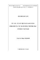 Các yếu tố tác động đến khả năng sinh lời của các ngân hàng thương mại cổ phần việt nam​