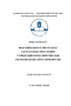 Phát triển dịch vụ phi tín dụng tại ngân hàng nông nghiệp và phát triển nông thôn việt nam chi nhánh huyện giồng trôm bến tre​