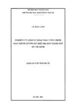 Luận án tiến sĩ nghiên cứu quản lý khai thác công trình giao thông đường bộ trên địa bàn thành phố hồ chí minh