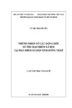 Những nhân tố tác động đến số thu bảo hiểm xã hội tại bảo hiểm xã hội tỉnh đồng tháp​