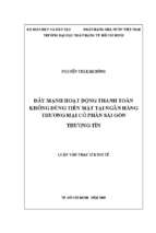 đẩy mạnh hoạt động thanh toán không dùng tiền mặt tại ngân hàng thương mại cổ phần sài gòn thương tín​