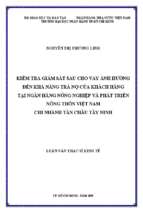 Kiểm tra giám sát sau cho vay ảnh hưởng đến khả năng trả nợ của khách hàng tại ngân hàng nông nghiệp và phát triển nông thôn việt nam chi nhánh tân châu tây ninh​