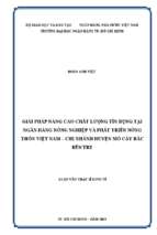 Giải pháp nâng cao chất lượng tín dụng tại ngân hàng nông nghiệp và phát triển nông thôn việt nam   chi nhánh huyện mỏ cày bắc bến tre​